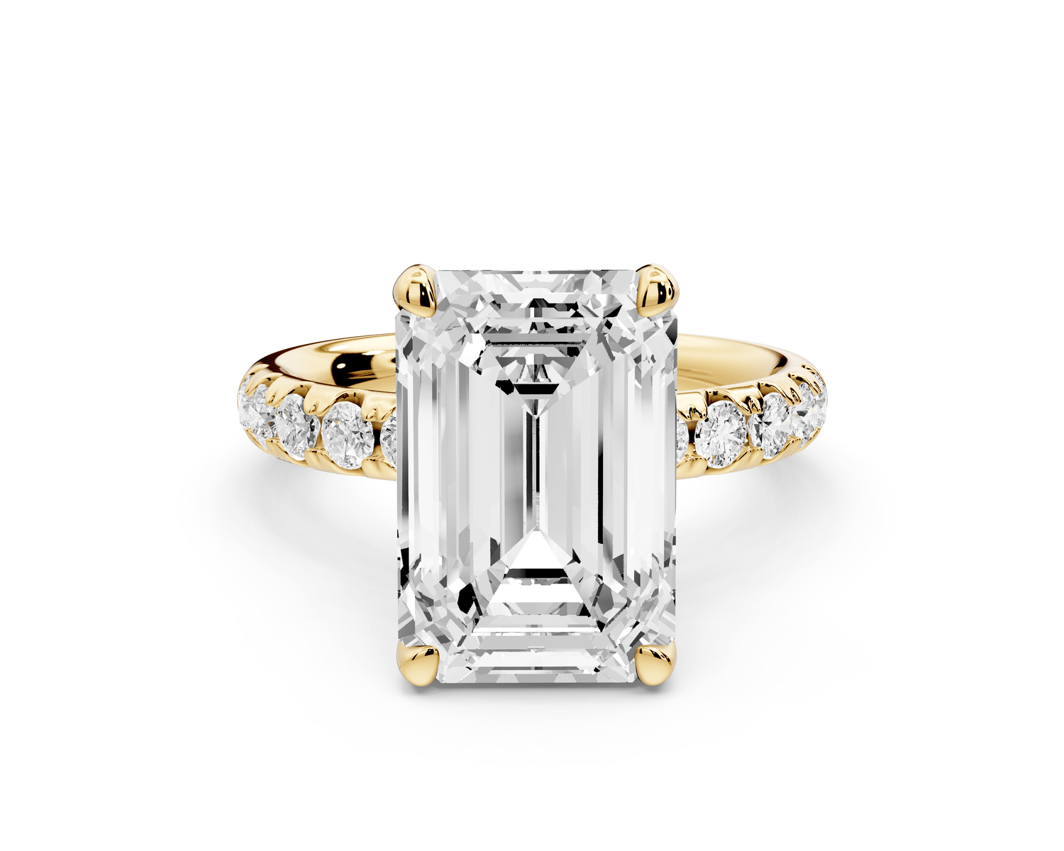 Valeria - 4ct 18k yellow gold emerald Scalloped Pavé Half Band Engagement Ring - Mr. Alex Jewelry