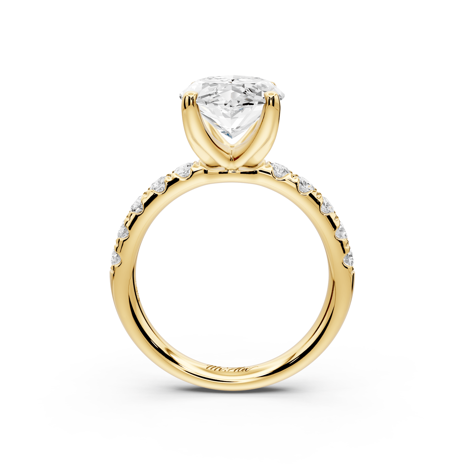Valeria - 4ct 18k yellow gold marquise Scalloped Pavé Half Band Engagement Ring - Mr. Alex Jewelry