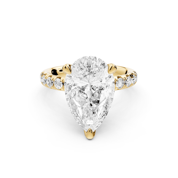 Valeria - 4ct 18k yellow gold pear Scalloped Pavé Half Band Engagement Ring - Mr. Alex Jewelry