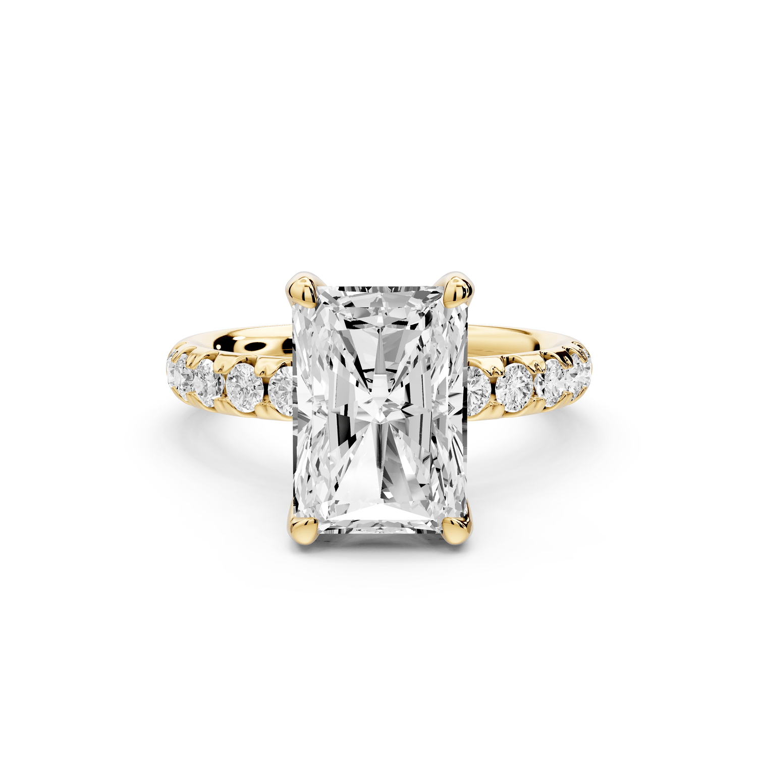 Valeria - 4ct 18k yellow gold radiant Scalloped Pavé Half Band Engagement Ring - Mr. Alex Jewelry