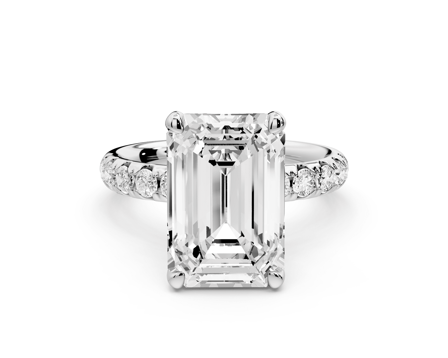 Valeria - 4ct platinum emerald Scalloped Pavé Half Band Engagement Ring - Mr. Alex Jewelry