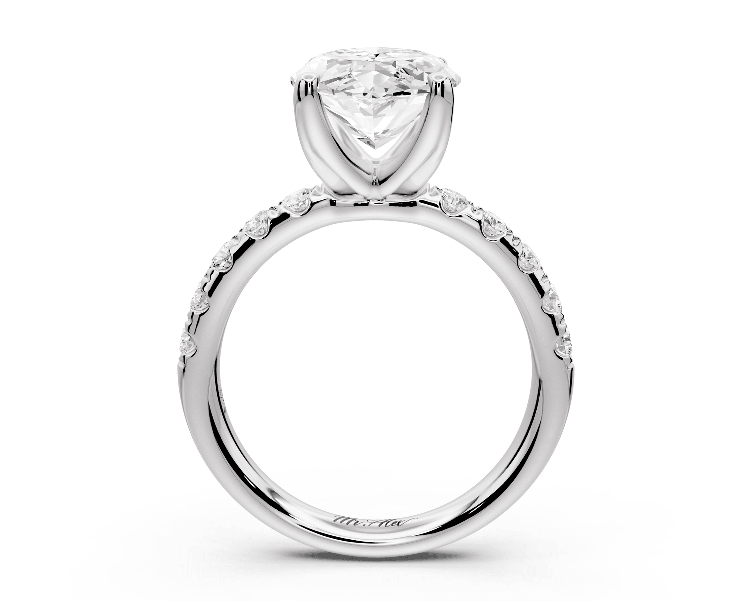 Valeria - 4ct platinum marquise Scalloped Pavé Half Band Engagement Ring - Mr. Alex Jewelry