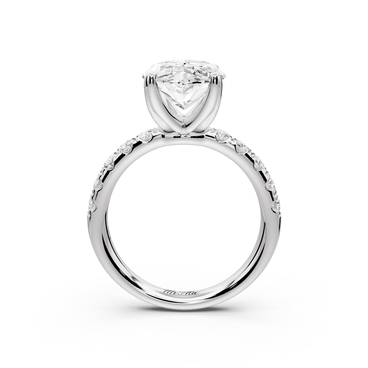 Valeria - 4ct platinum marquise Scalloped Pavé Half Band Engagement Ring - Mr. Alex Jewelry