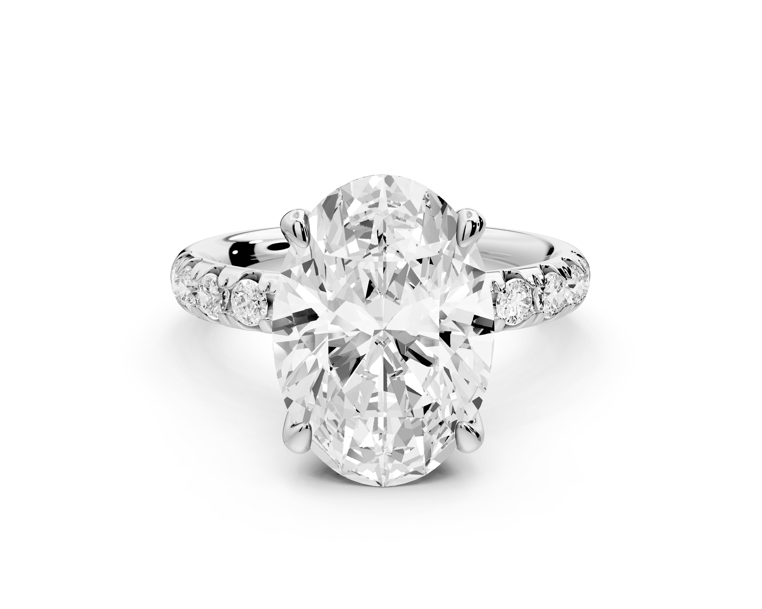 Valeria - 4ct platinum oval Scalloped Pavé Half Band Engagement Ring - Mr. Alex Jewelry