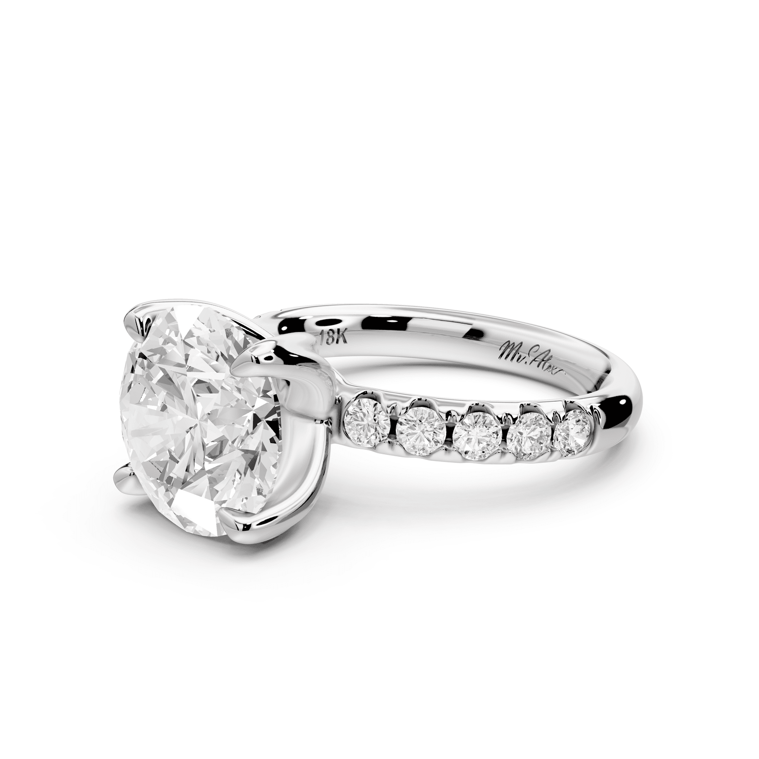 Valeria - 4ct platinum round Scalloped Pavé Half Band Engagement Ring - Mr. Alex Jewelry
