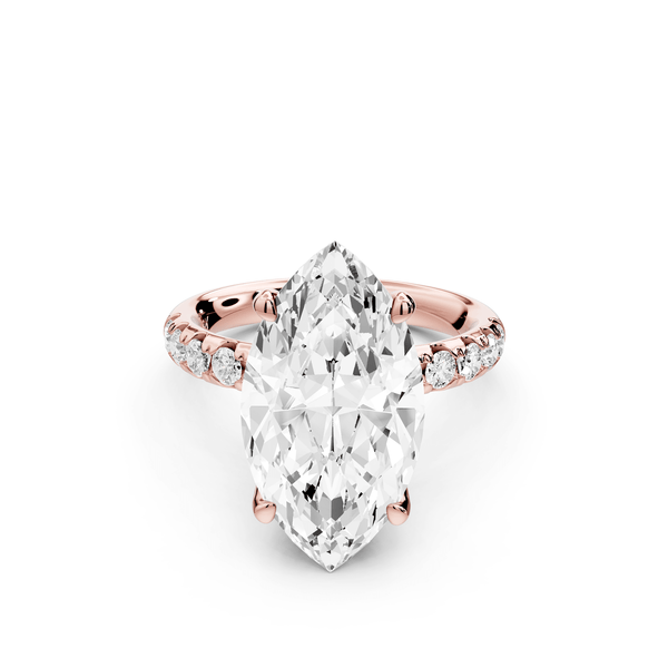 Valeria - 5ct 14k rose gold marquise Scalloped Pavé Half Band Engagement Ring - Mr. Alex Jewelry