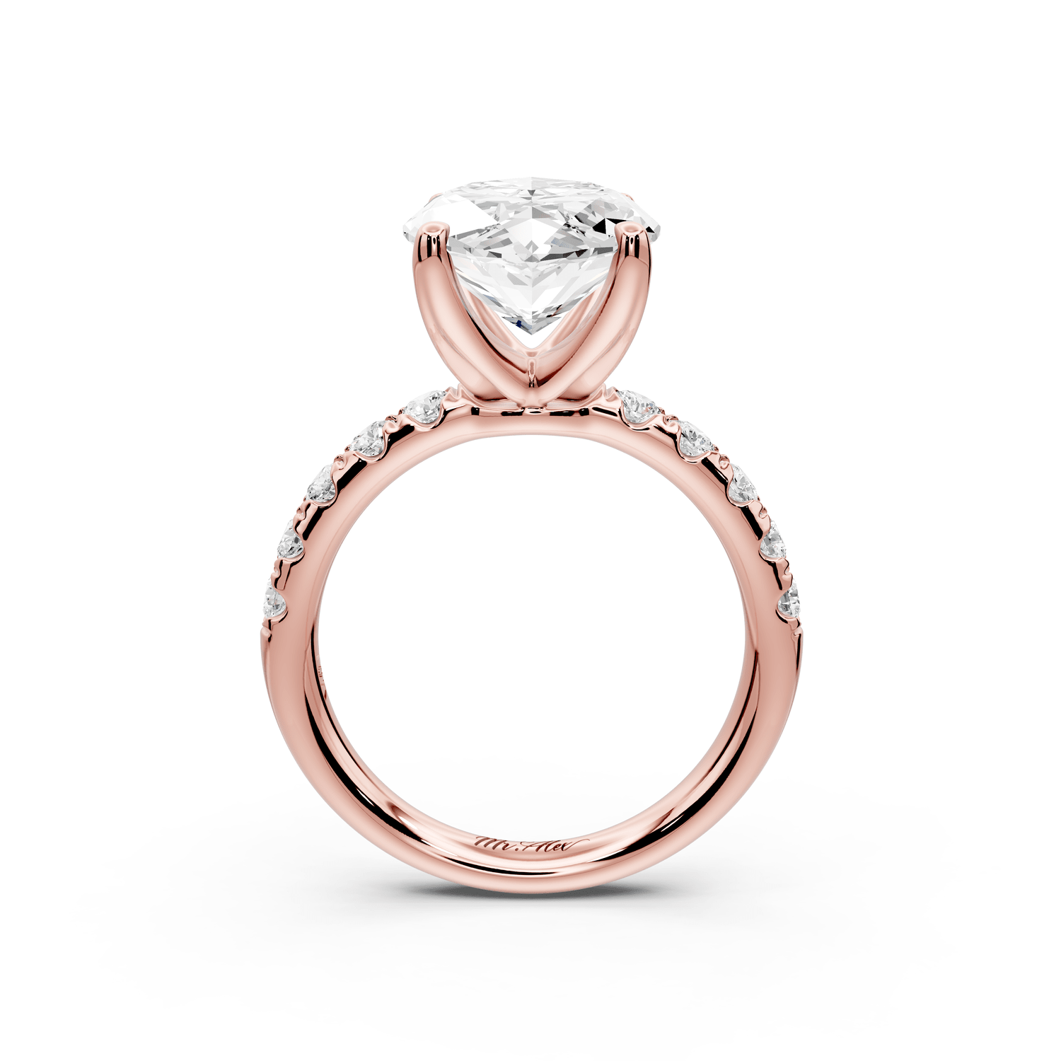 Valeria - 5ct 14k rose gold marquise Scalloped Pavé Half Band Engagement Ring - Mr. Alex Jewelry