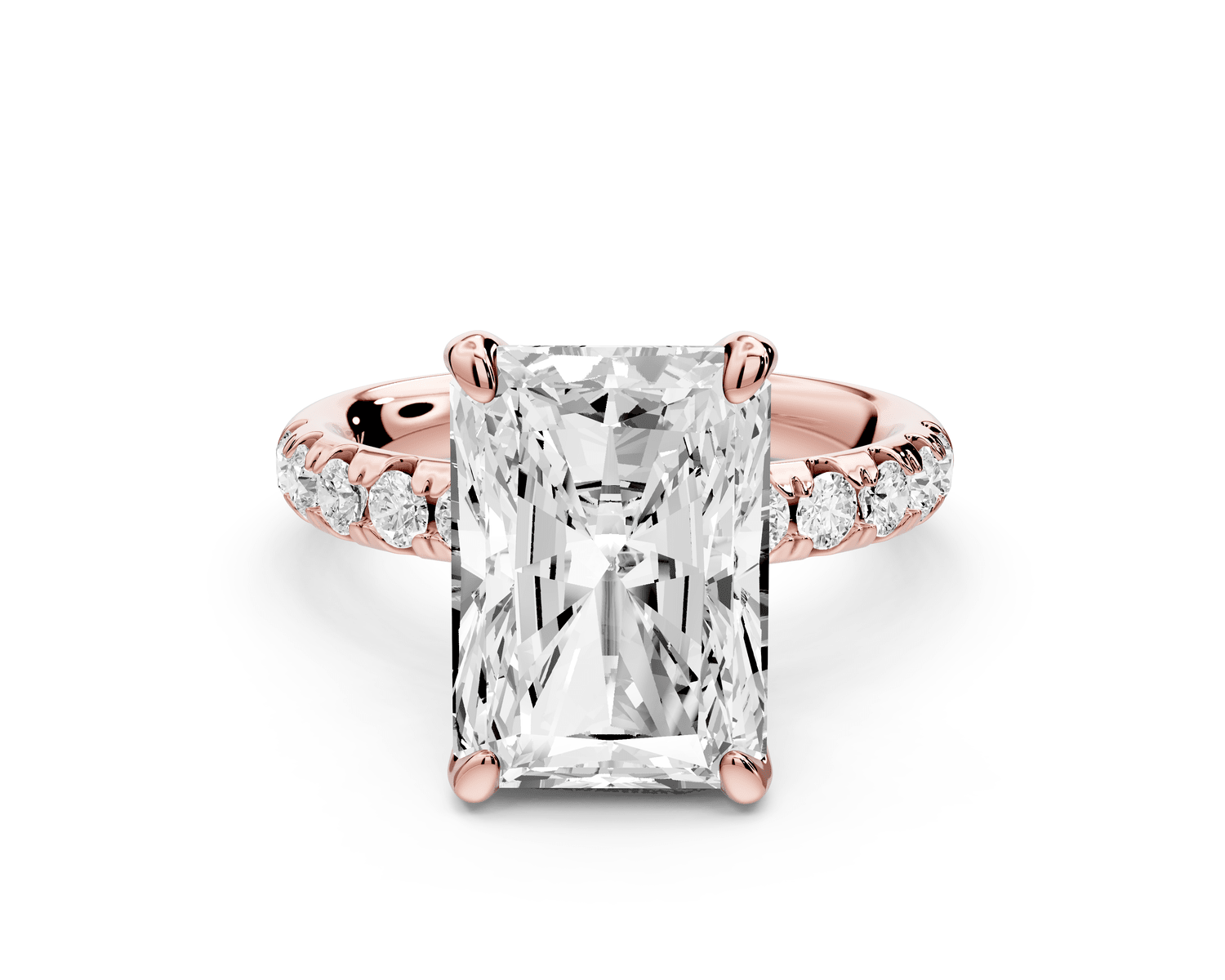 Valeria - 5ct 14k rose gold radiant Scalloped Pavé Half Band Engagement Ring - Mr. Alex Jewelry