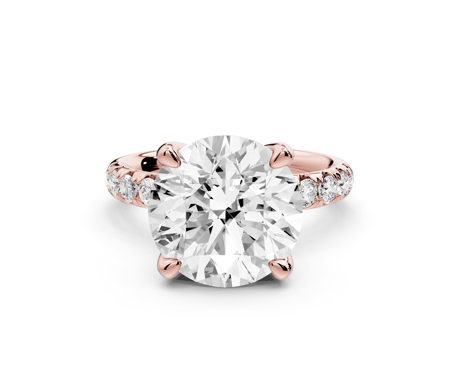 Valeria - 5ct 14k rose gold round Scalloped Pavé Half Band Engagement Ring - Mr. Alex Jewelry