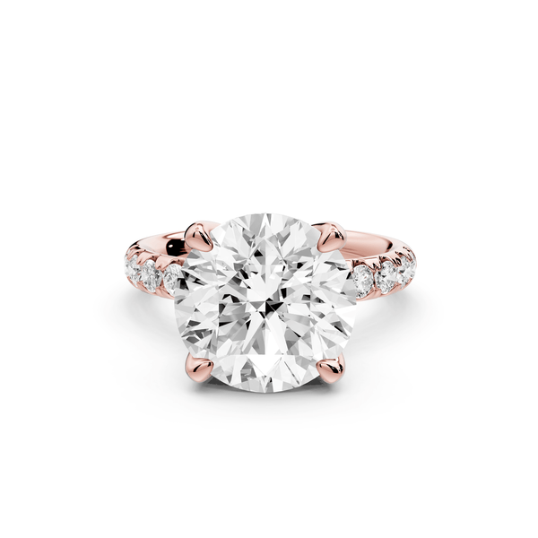 Valeria - 5ct 14k rose gold round Scalloped Pavé Half Band Engagement Ring - Mr. Alex Jewelry