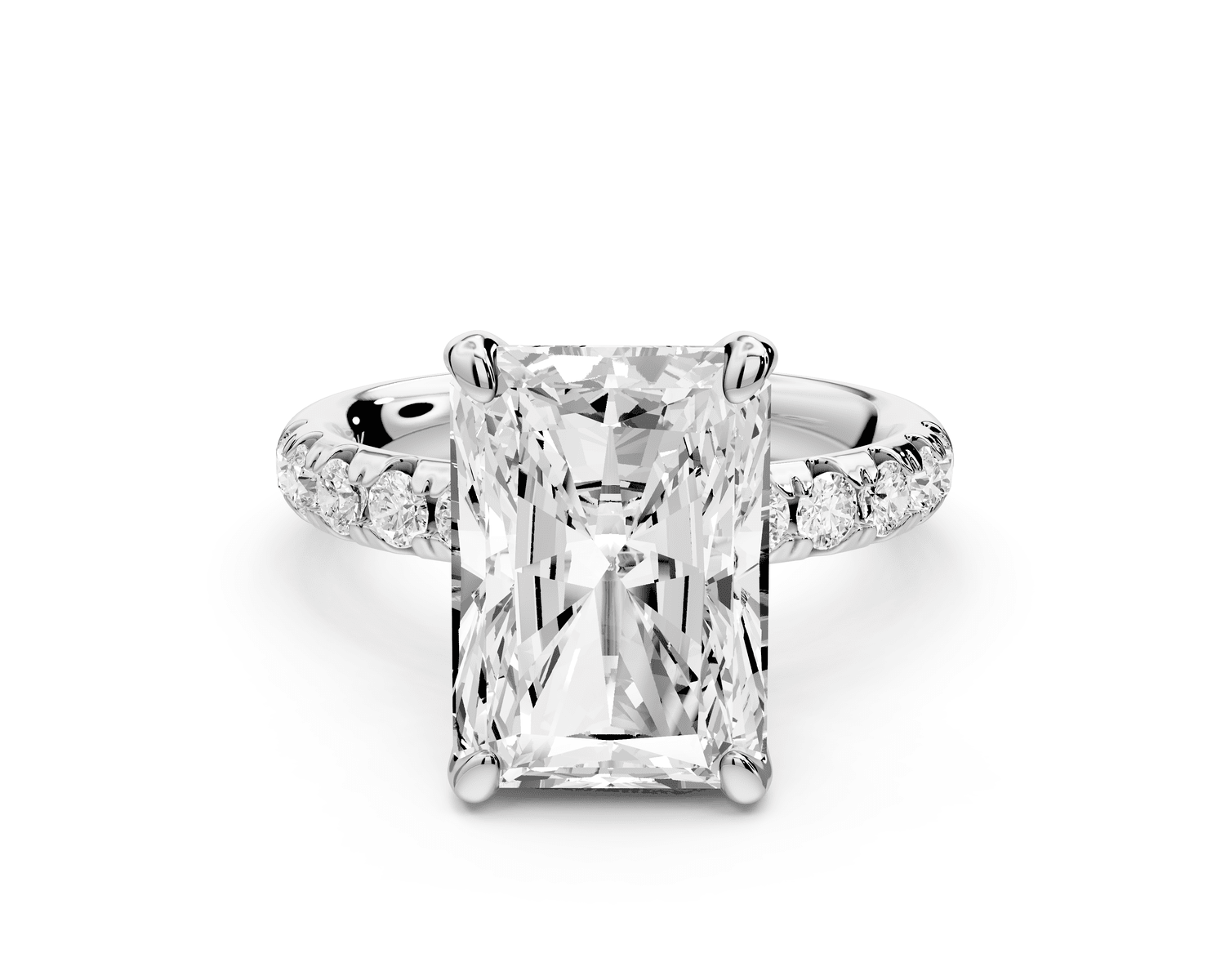 Valeria - 5ct 14k white gold radiant Scalloped Pavé Half Band Engagement Ring - Mr. Alex Jewelry