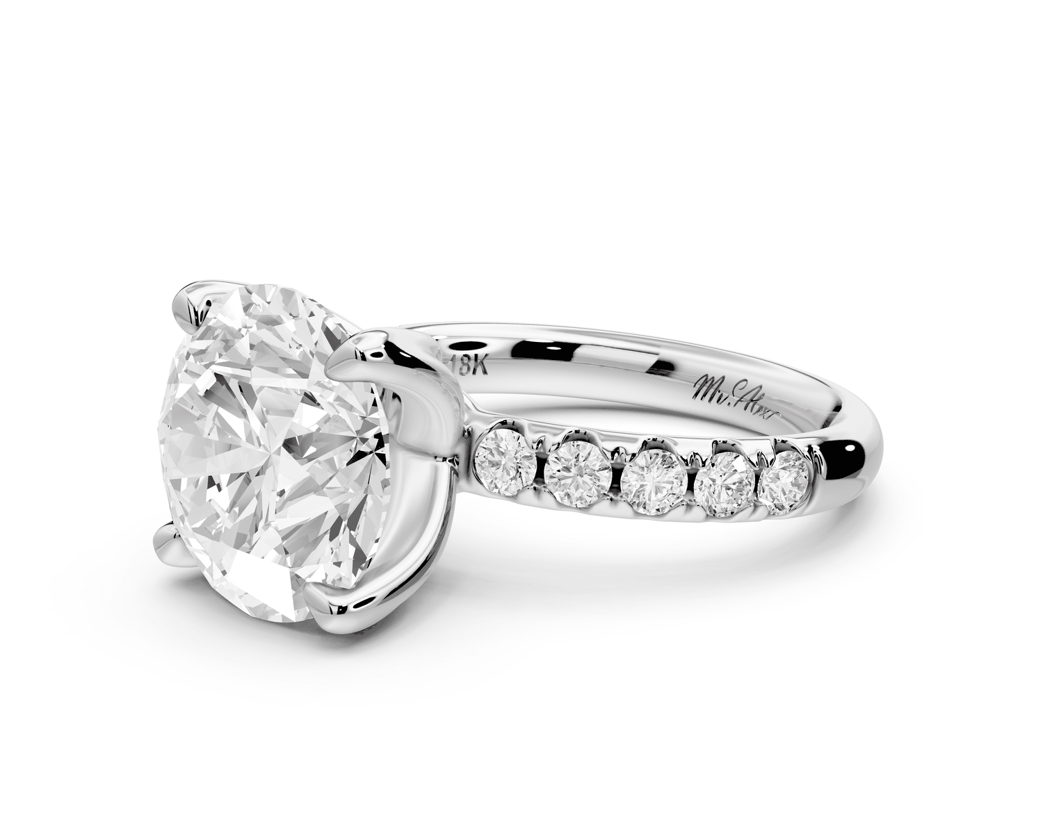 Valeria - 5ct 14k white gold round Scalloped Pavé Half Band Engagement Ring - Mr. Alex Jewelry