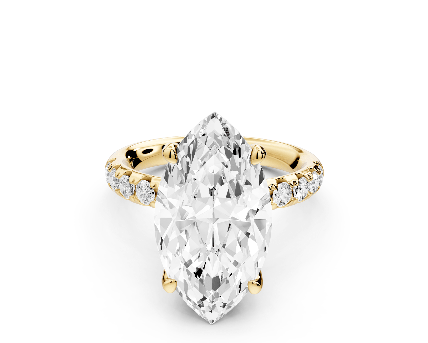 Valeria - 5ct 14k yellow gold marquise Scalloped Pavé Half Band Engagement Ring - Mr. Alex Jewelry