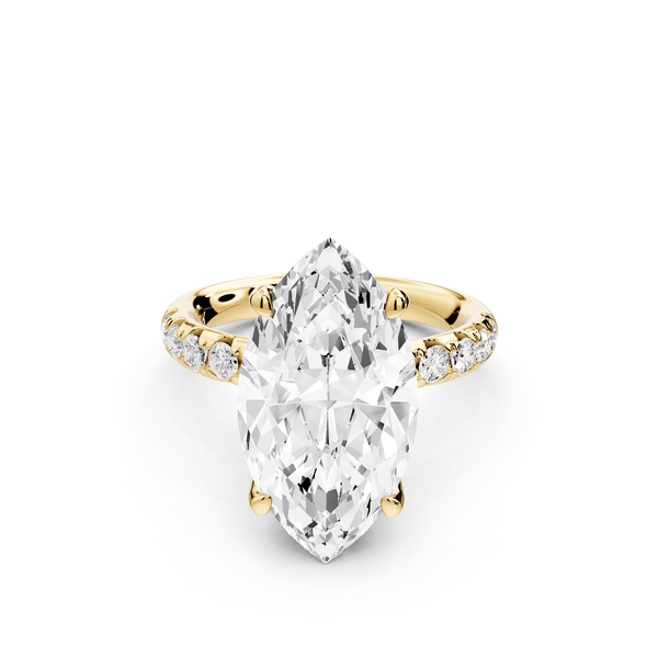 Valeria - 5ct 14k yellow gold marquise Scalloped Pavé Half Band Engagement Ring - Mr. Alex Jewelry