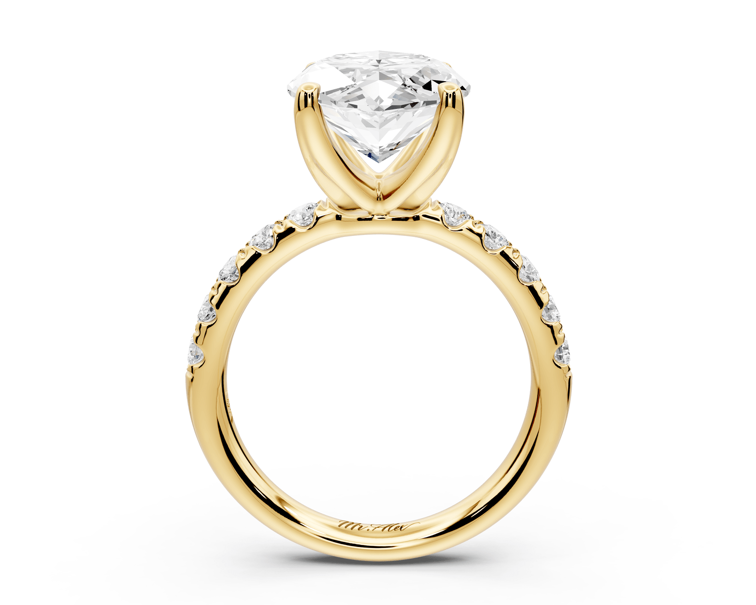Valeria - 5ct 14k yellow gold marquise Scalloped Pavé Half Band Engagement Ring - Mr. Alex Jewelry