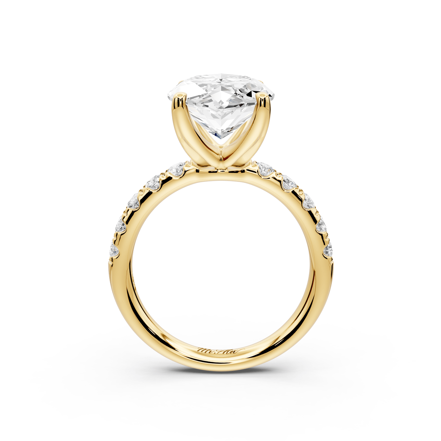 Valeria - 5ct 14k yellow gold marquise Scalloped Pavé Half Band Engagement Ring - Mr. Alex Jewelry