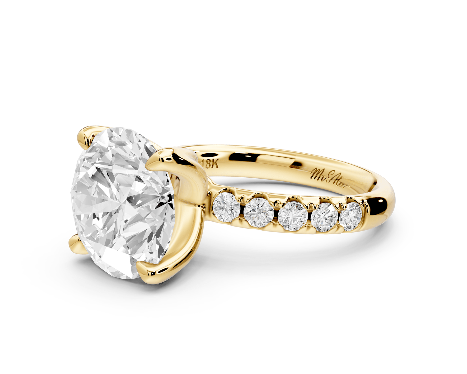 Valeria - 5ct 14k yellow gold round Scalloped Pavé Half Band Engagement Ring - Mr. Alex Jewelry