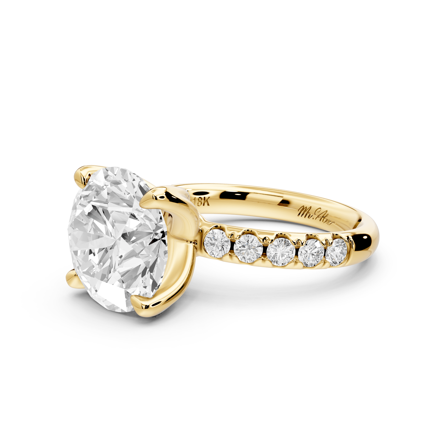 Valeria - 5ct 14k yellow gold round Scalloped Pavé Half Band Engagement Ring - Mr. Alex Jewelry