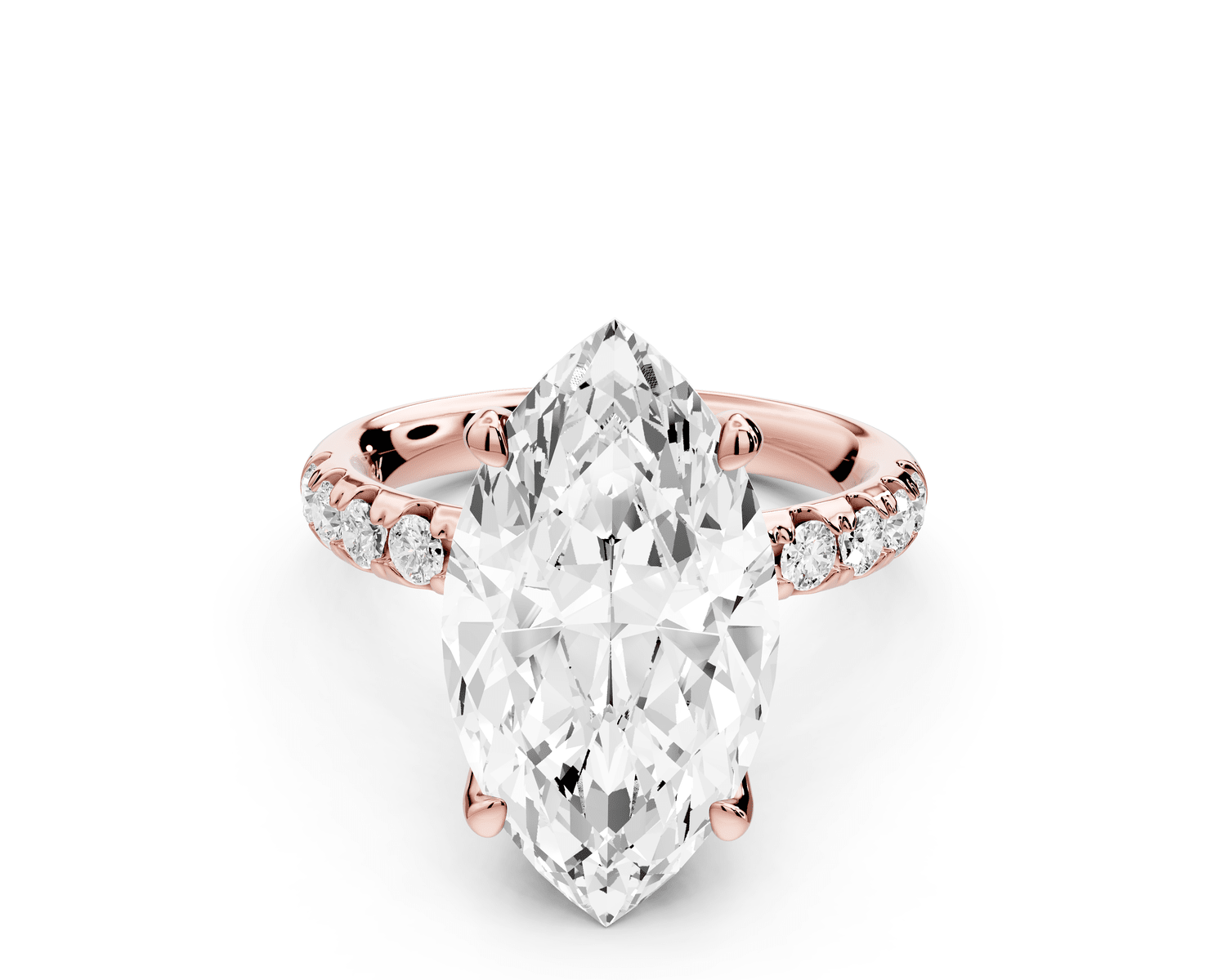 Valeria - 5ct 18k rose gold marquise Scalloped Pavé Half Band Engagement Ring - Mr. Alex Jewelry