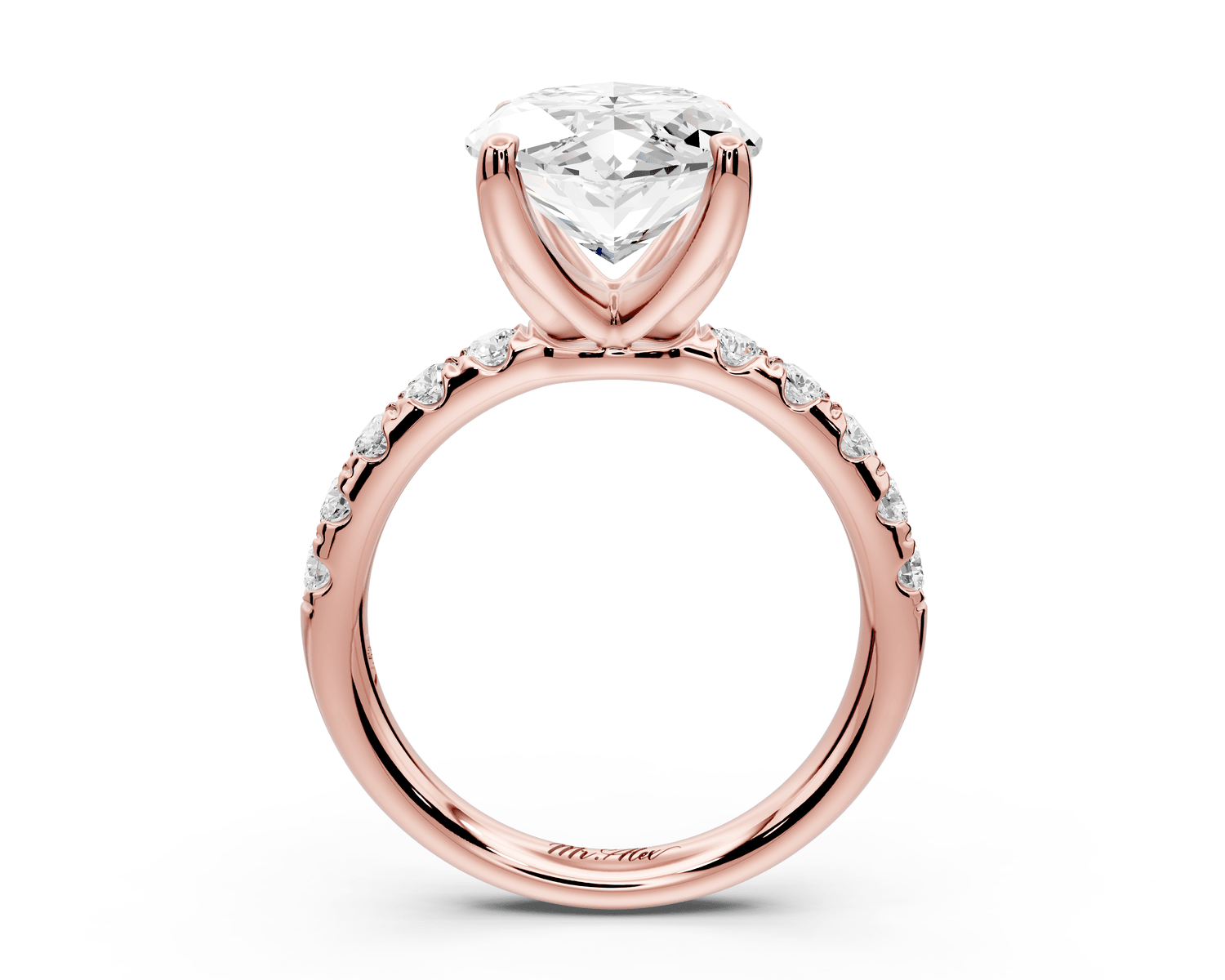Valeria - 5ct 18k rose gold marquise Scalloped Pavé Half Band Engagement Ring - Mr. Alex Jewelry
