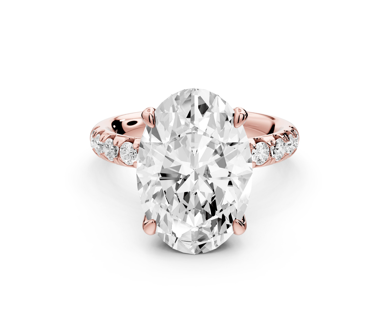 Valeria - 5ct 18k rose gold oval Scalloped Pavé Half Band Engagement Ring - Mr. Alex Jewelry