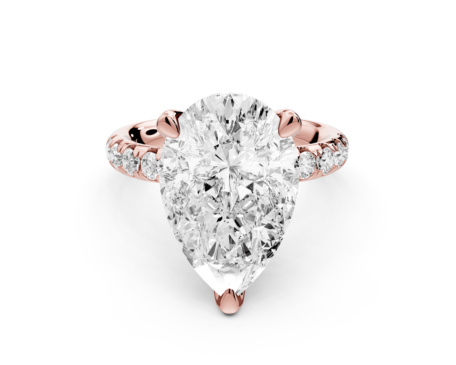 Valeria - 5ct 18k rose gold pear Scalloped Pavé Half Band Engagement Ring - Mr. Alex Jewelry