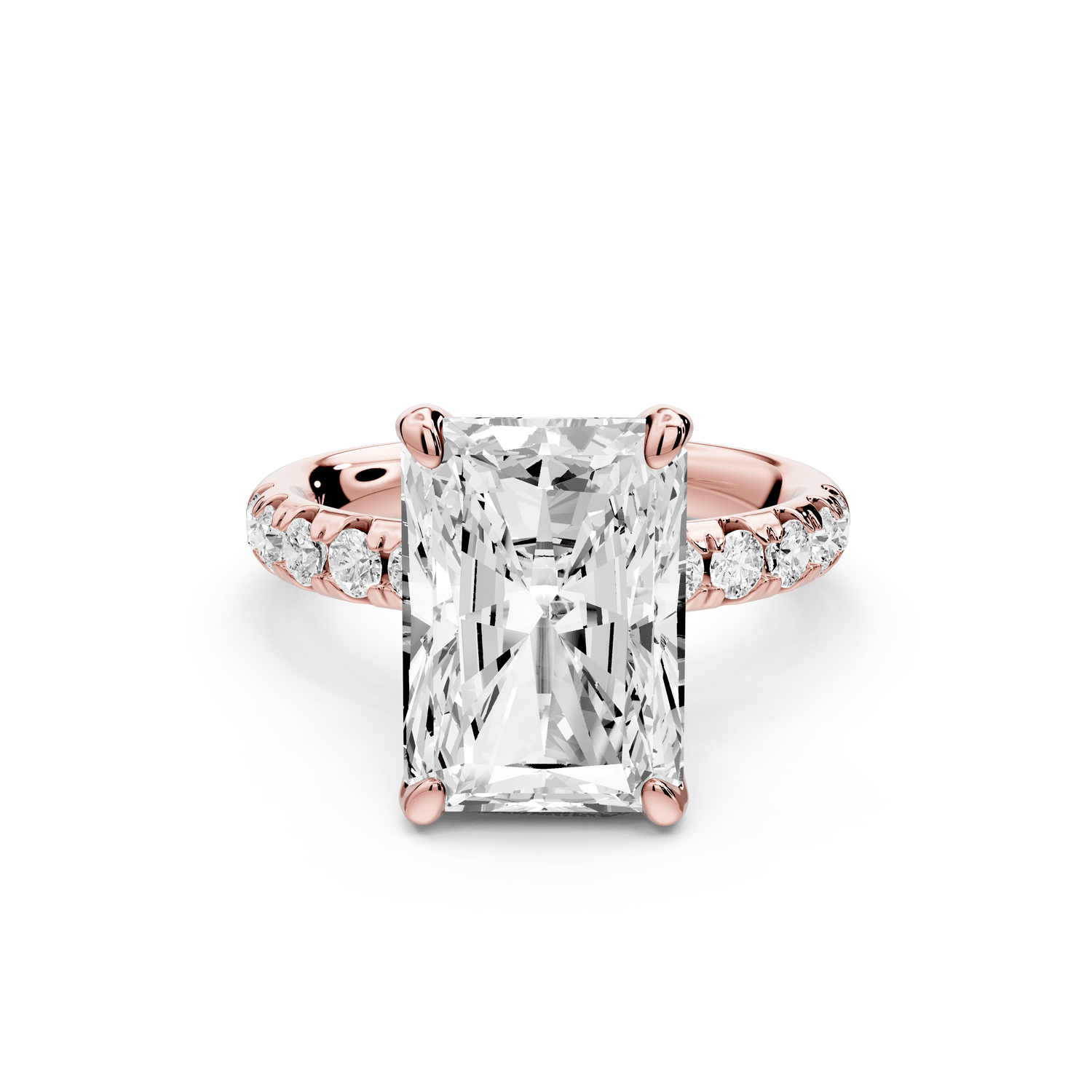 Valeria - 5ct 18k rose gold radiant Scalloped Pavé Half Band Engagement Ring - Mr. Alex Jewelry