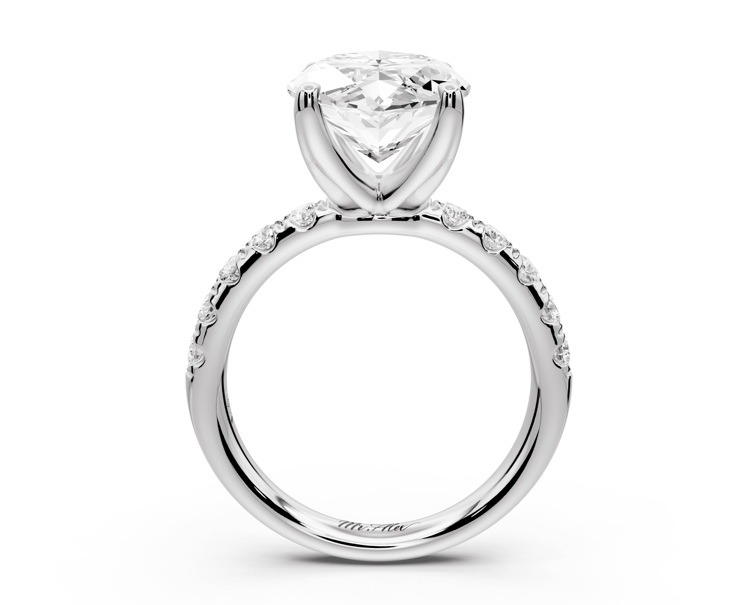 Valeria - 5ct 18k white gold marquise Scalloped Pavé Half Band Engagement Ring - Mr. Alex Jewelry