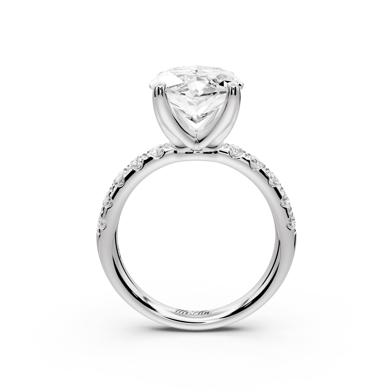 Valeria - 5ct 18k white gold marquise Scalloped Pavé Half Band Engagement Ring - Mr. Alex Jewelry