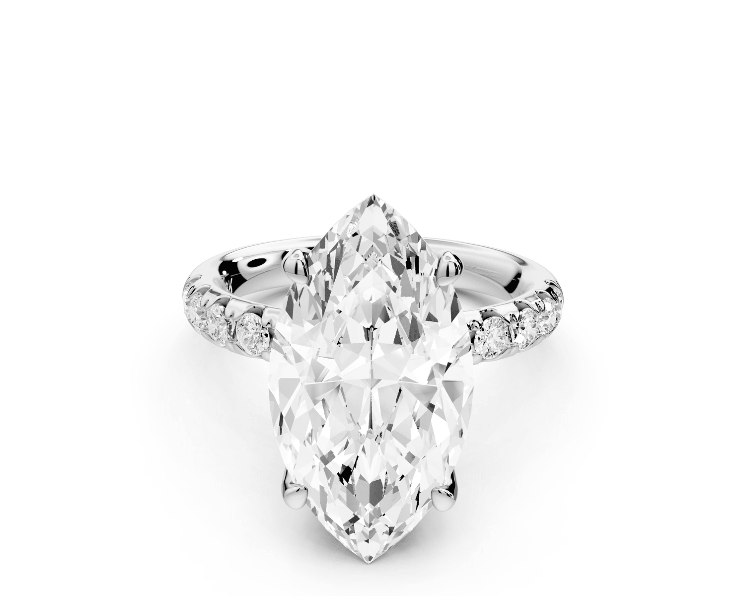 Valeria - 5ct 18k white gold marquise Scalloped Pavé Half Band Engagement Ring - Mr. Alex Jewelry