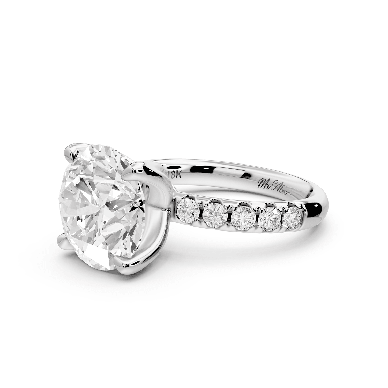 Valeria - 5ct 18k white gold round Scalloped Pavé Half Band Engagement Ring - Mr. Alex Jewelry