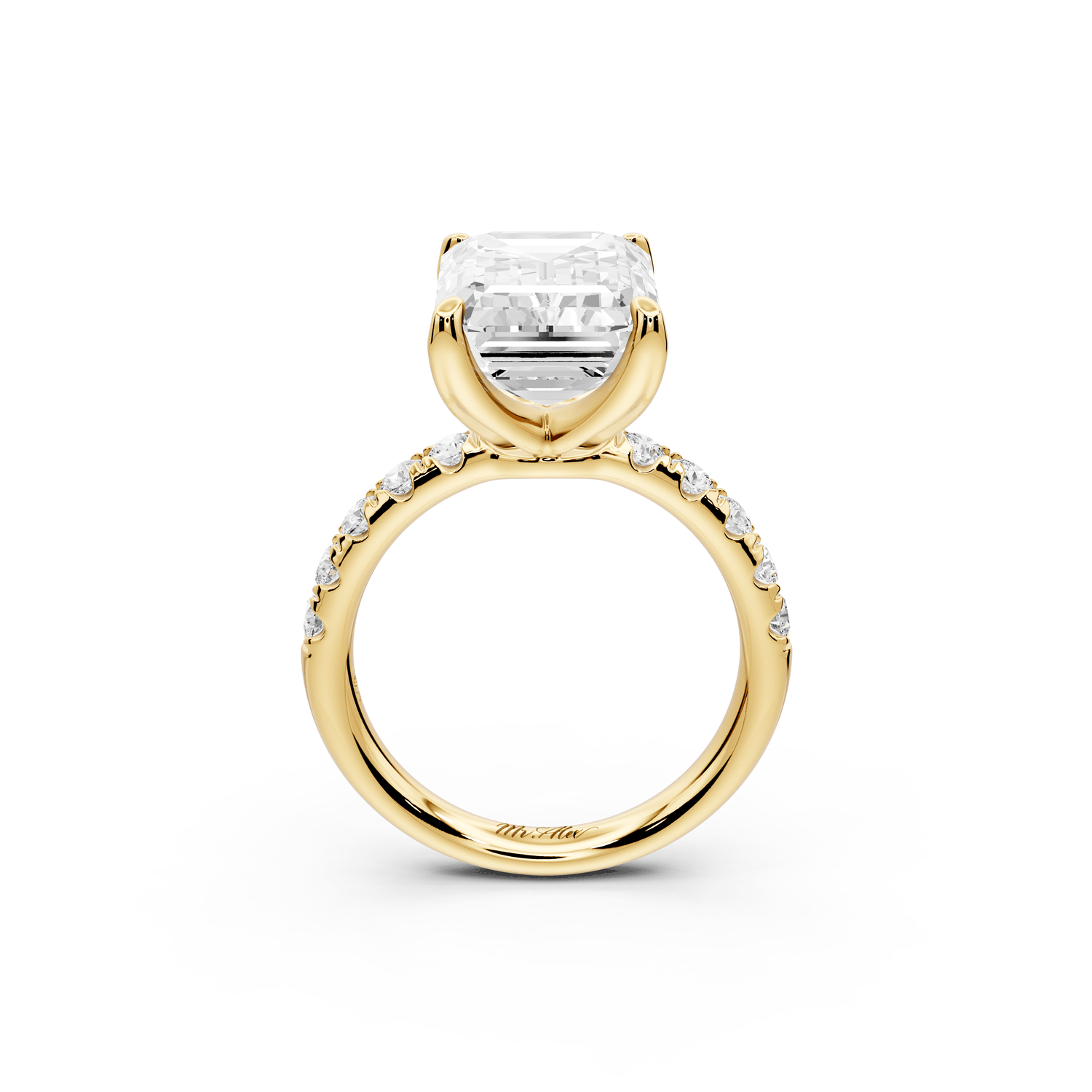 Valeria - 5ct 18k yellow gold emerald Scalloped Pavé Half Band Engagement Ring - Mr. Alex Jewelry