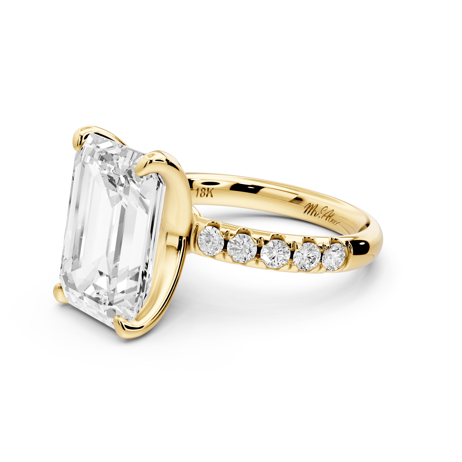 Valeria - 5ct 18k yellow gold emerald Scalloped Pavé Half Band Engagement Ring - Mr. Alex Jewelry