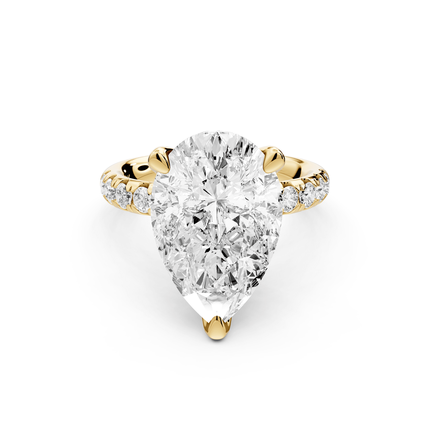 Valeria - 5ct 18k yellow gold pear Scalloped Pavé Half Band Engagement Ring - Mr. Alex Jewelry