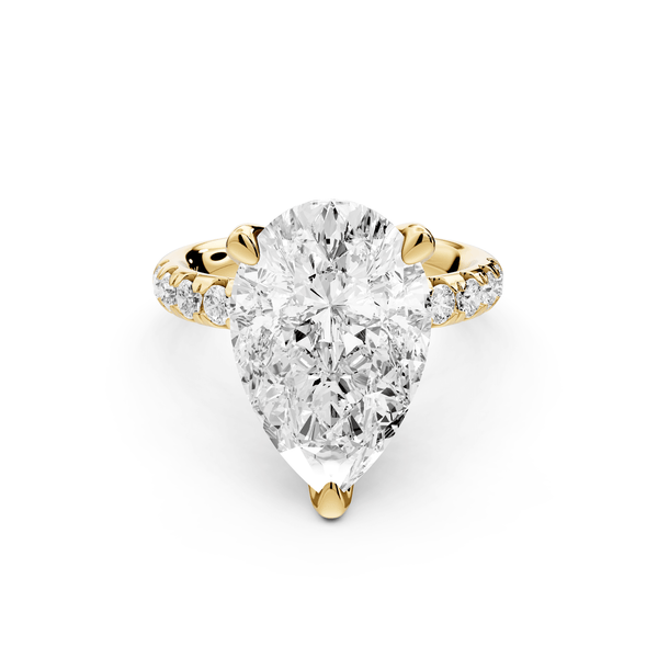 Valeria - 5ct 18k yellow gold pear Scalloped Pavé Half Band Engagement Ring - Mr. Alex Jewelry