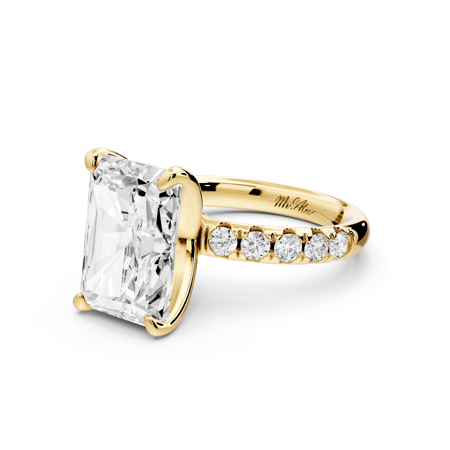 Valeria - 5ct 18k yellow gold radiant Scalloped Pavé Half Band Engagement Ring - Mr. Alex Jewelry