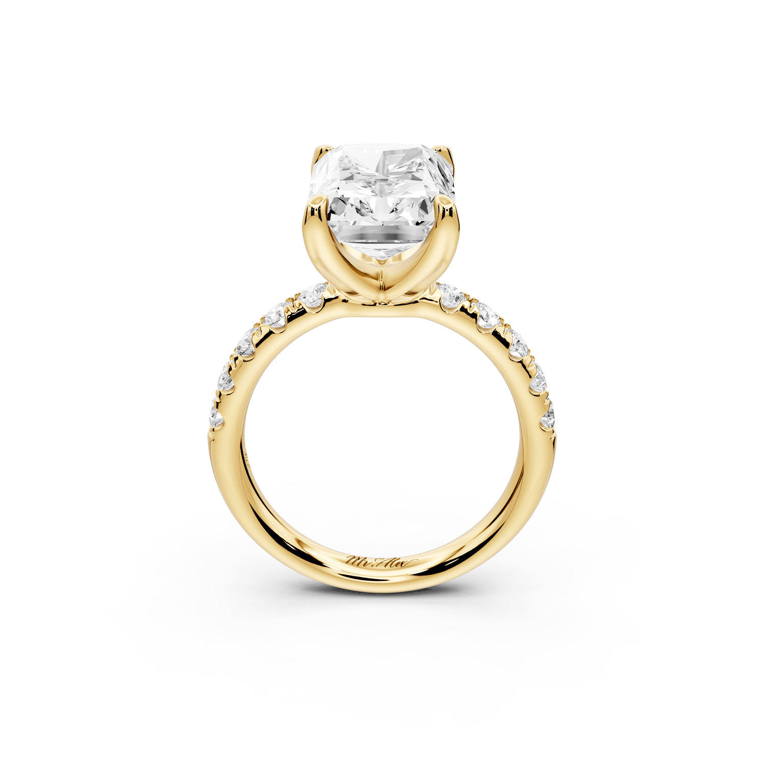 Valeria - 5ct 18k yellow gold radiant Scalloped Pavé Half Band Engagement Ring - Mr. Alex Jewelry