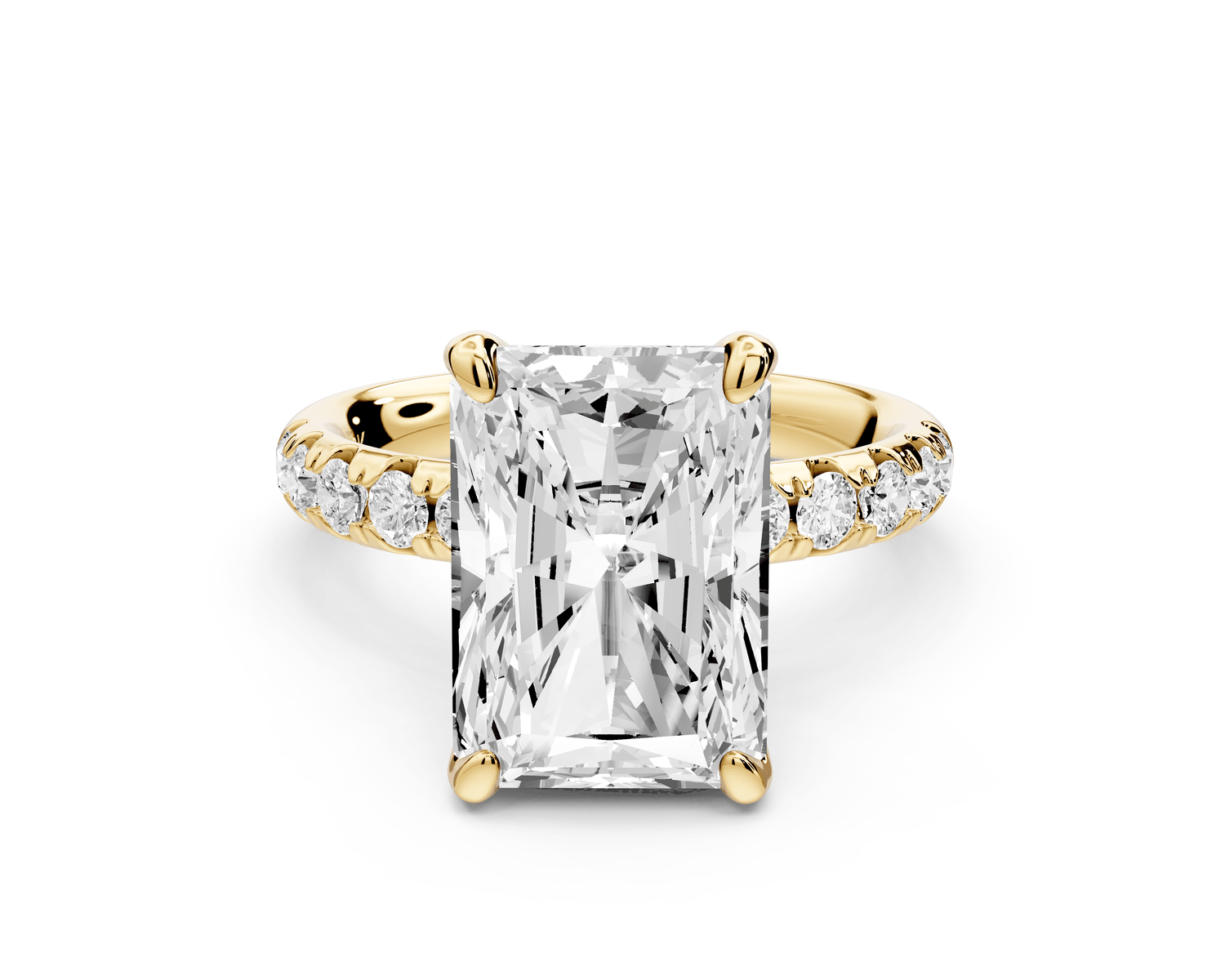 Valeria - 5ct 18k yellow gold radiant Scalloped Pavé Half Band Engagement Ring - Mr. Alex Jewelry