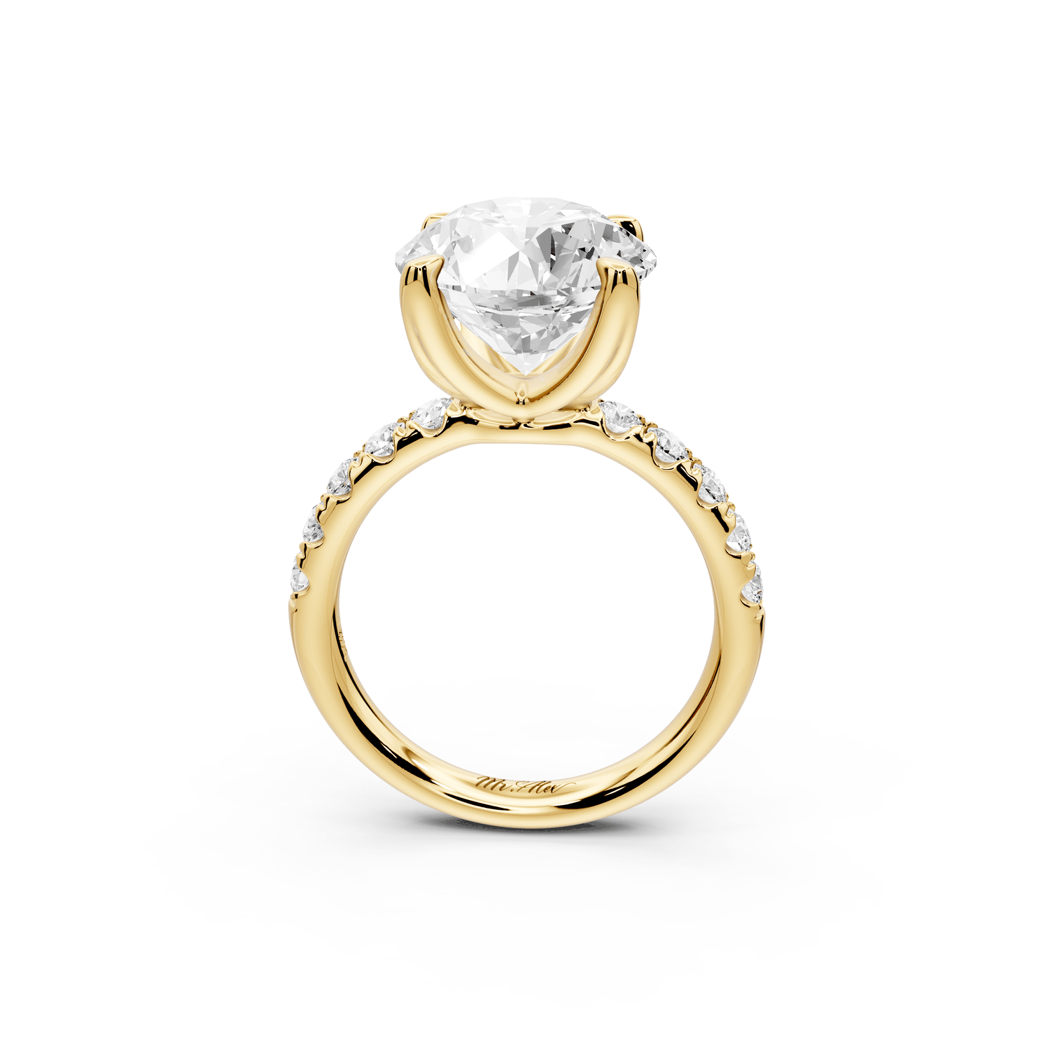 Valeria - 5ct 18k yellow gold round Scalloped Pavé Half Band Engagement Ring - Mr. Alex Jewelry