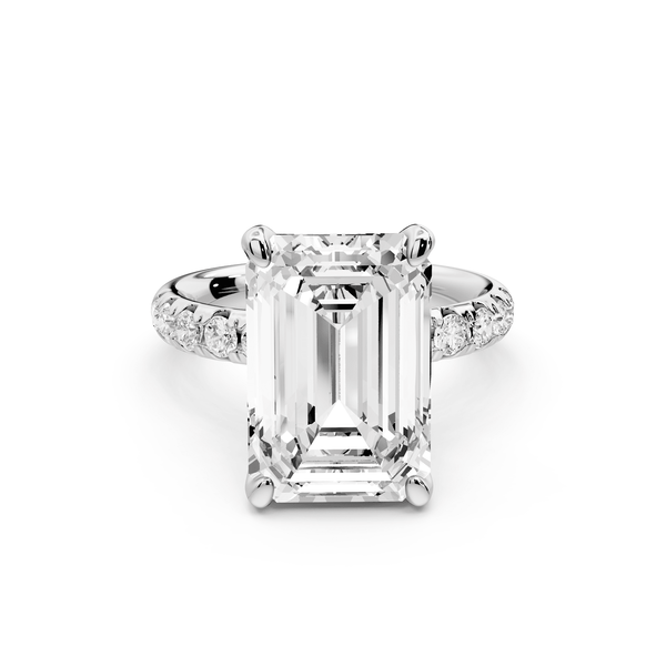 Valeria - 5ct platinum emerald Scalloped Pavé Half Band Engagement Ring - Mr. Alex Jewelry