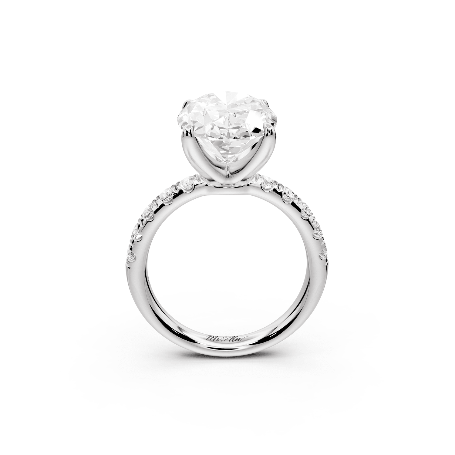 Valeria - 5ct platinum oval Scalloped Pavé Half Band Engagement Ring - Mr. Alex Jewelry