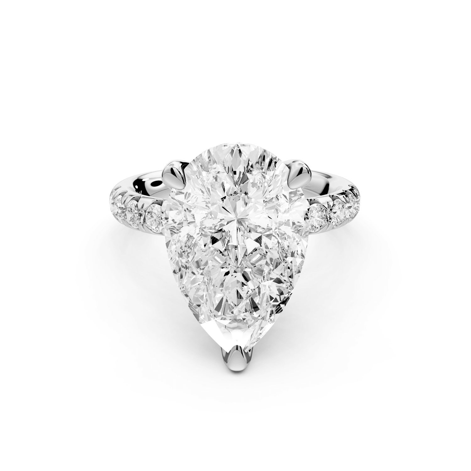 Valeria - 5ct platinum pear Scalloped Pavé Half Band Engagement Ring - Mr. Alex Jewelry
