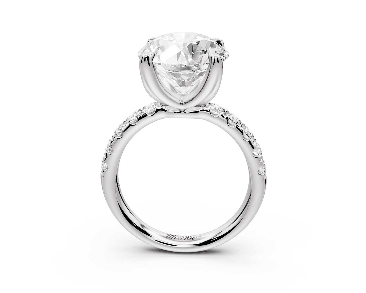 Valeria - 5ct platinum round Scalloped Pavé Half Band Engagement Ring - Mr. Alex Jewelry