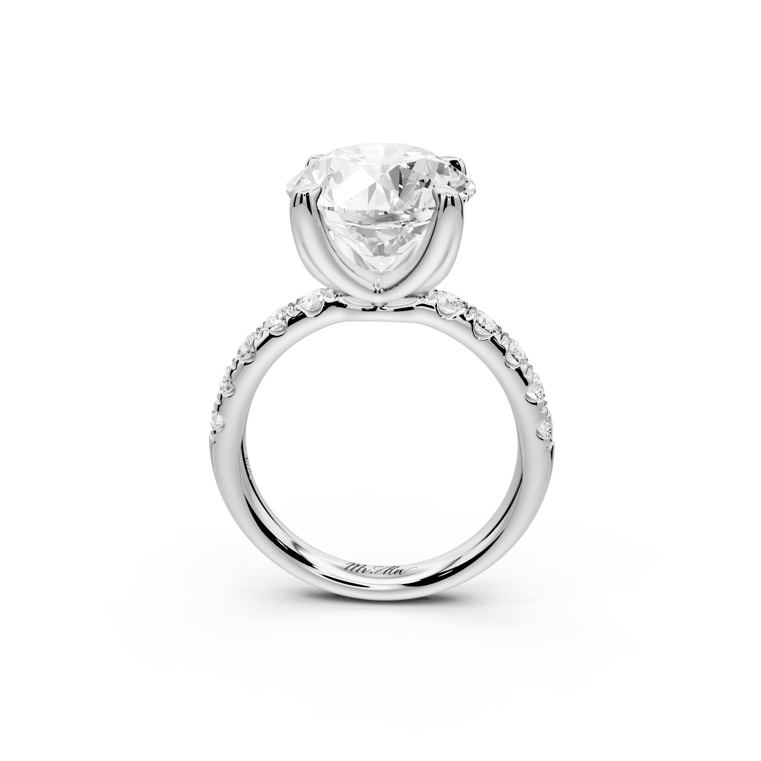 Valeria - 5ct platinum round Scalloped Pavé Half Band Engagement Ring - Mr. Alex Jewelry