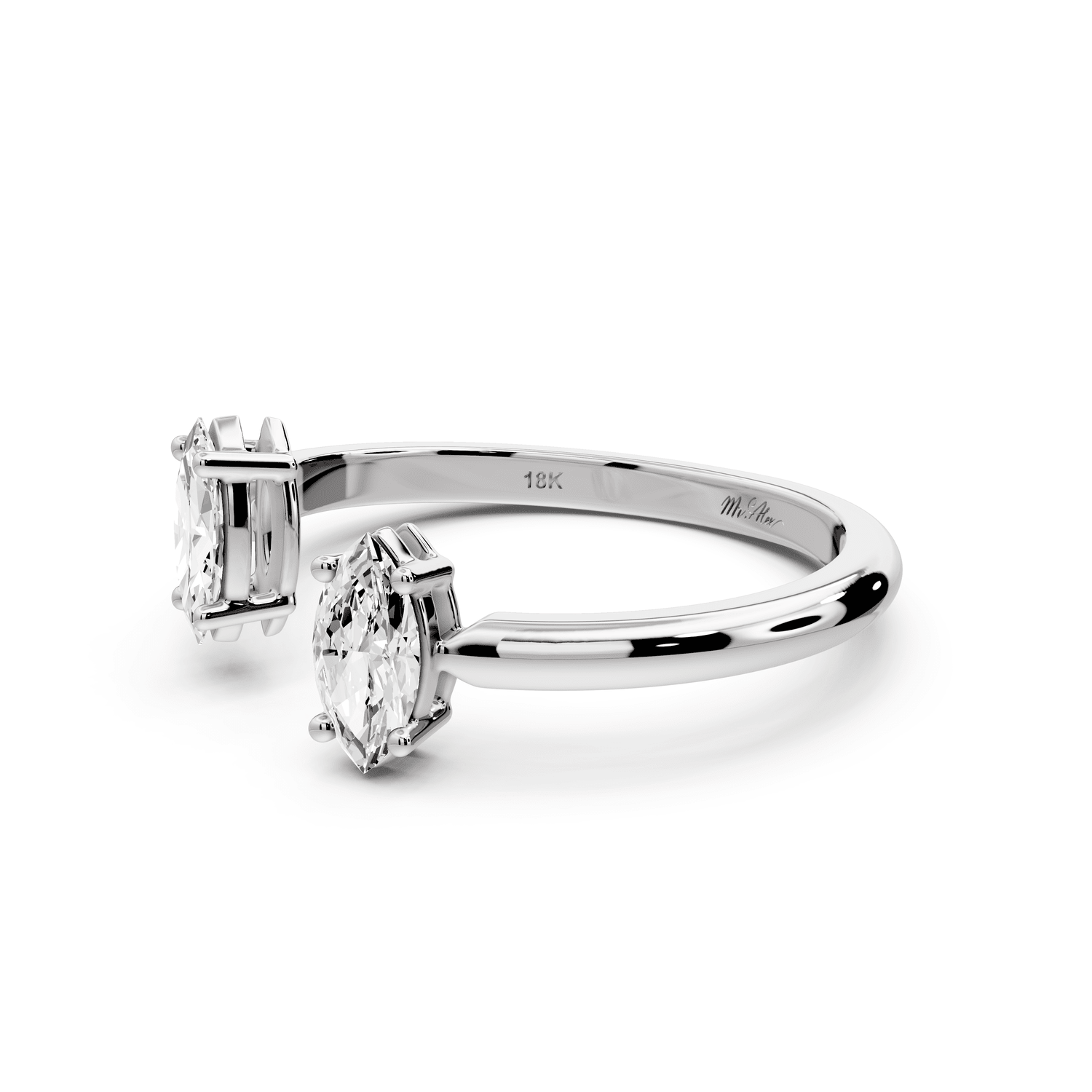 Verona - 0.47ct 14k white gold Two-Stone Marquise Diamond Ring - Mr. Alex Jewelry