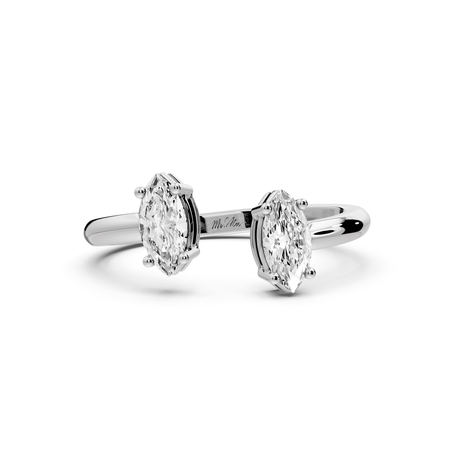 Verona - 0.47ct 18k white gold Two-Stone Marquise Diamond Ring - Mr. Alex Jewelry