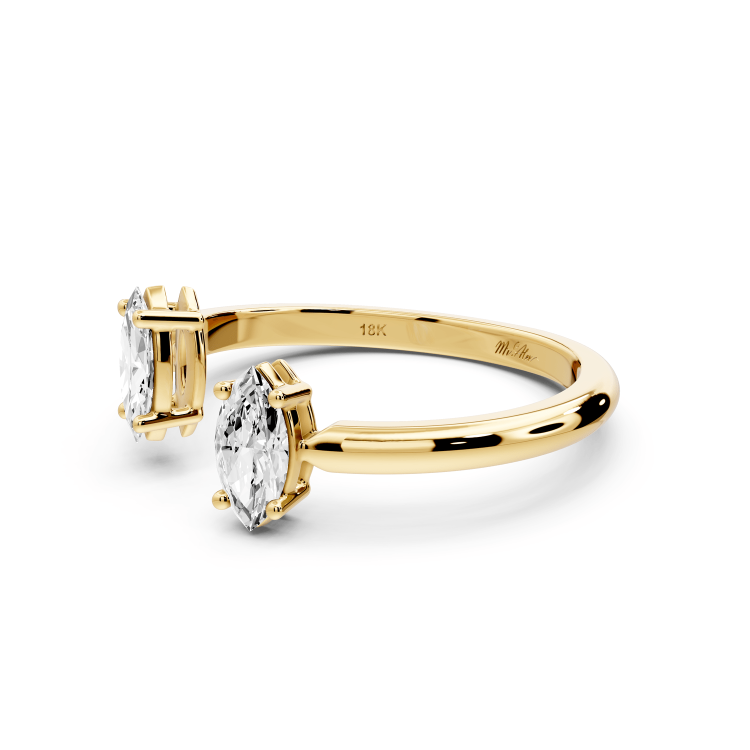 Verona - 0.47ct 18k yellow gold Two-Stone Marquise Diamond Ring - Mr. Alex Jewelry