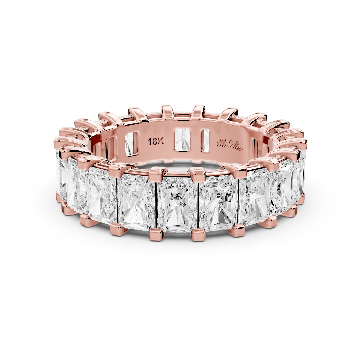 Viena - 5.98ct 18k rose gold Radiant-Cut Diamond Eternity Band Ring - Mr. Alex Jewelry