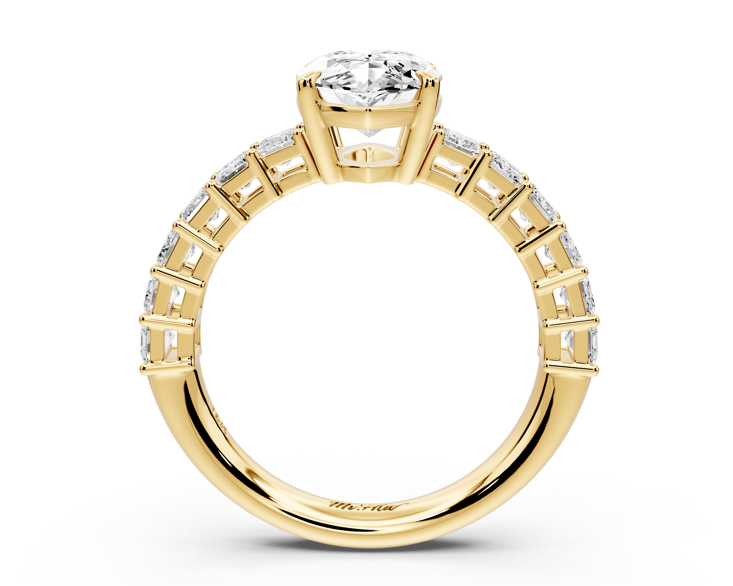 Violetta - 2ct 14k yellow gold marquise diamond with emerald cut accent stones engagement ring - Mr. Alex Jewelry