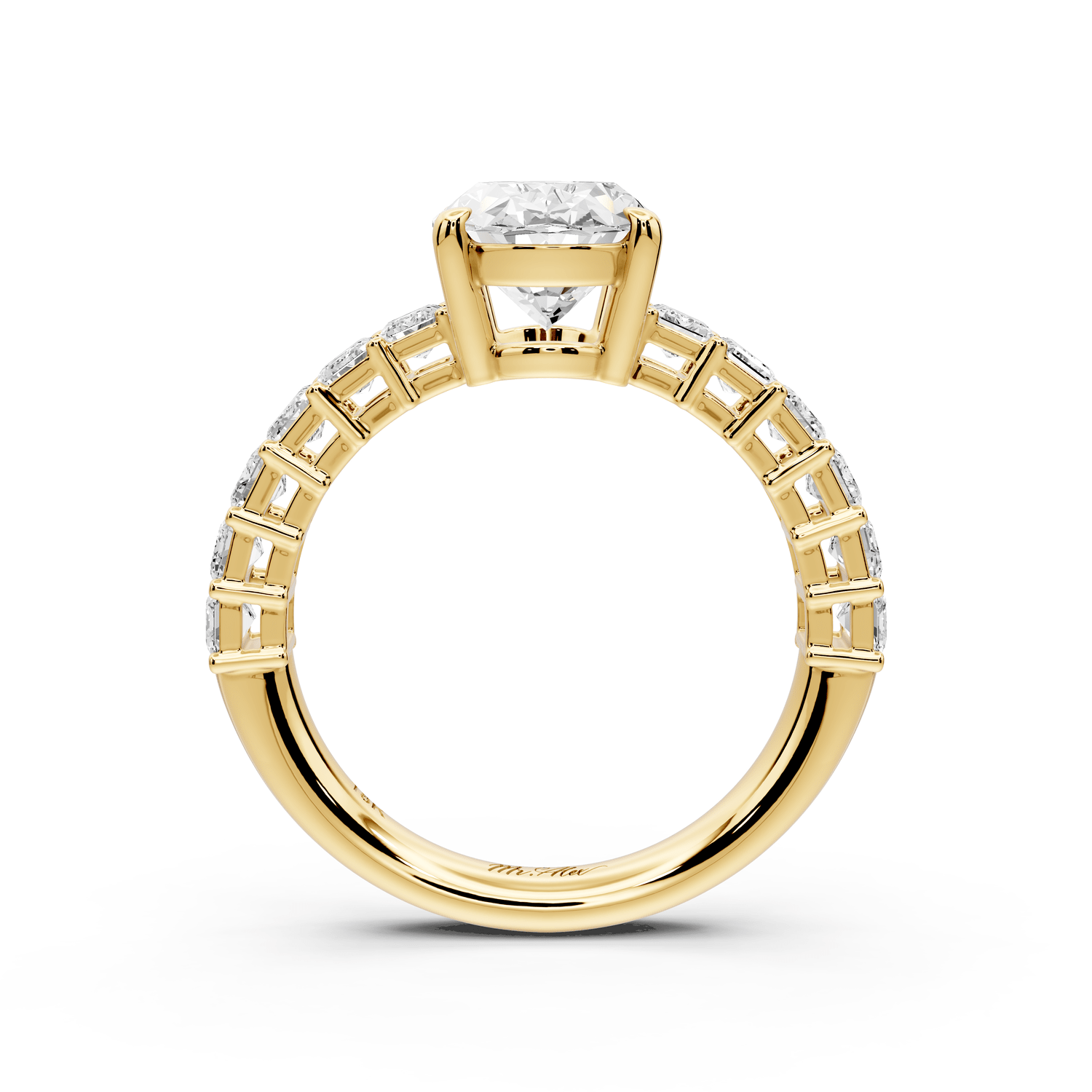 Violetta - 2ct 14k yellow gold oval diamond with emerald cut accent stones engagament ring - Mr. Alex Jewelry